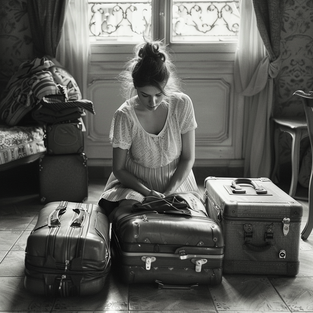 Una mujer haciendo maletas | Fuente: Midjourney
