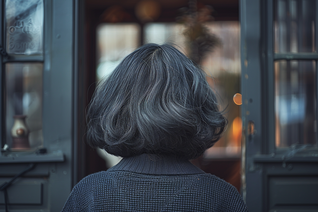 Mujer de pie en la puerta | Fuente: Midjourney