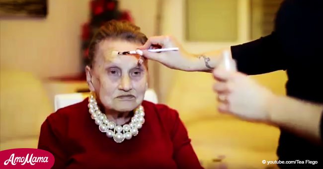 Abuela de 80 años pide a nieta que la maquille. Aquí está el increíble resultado