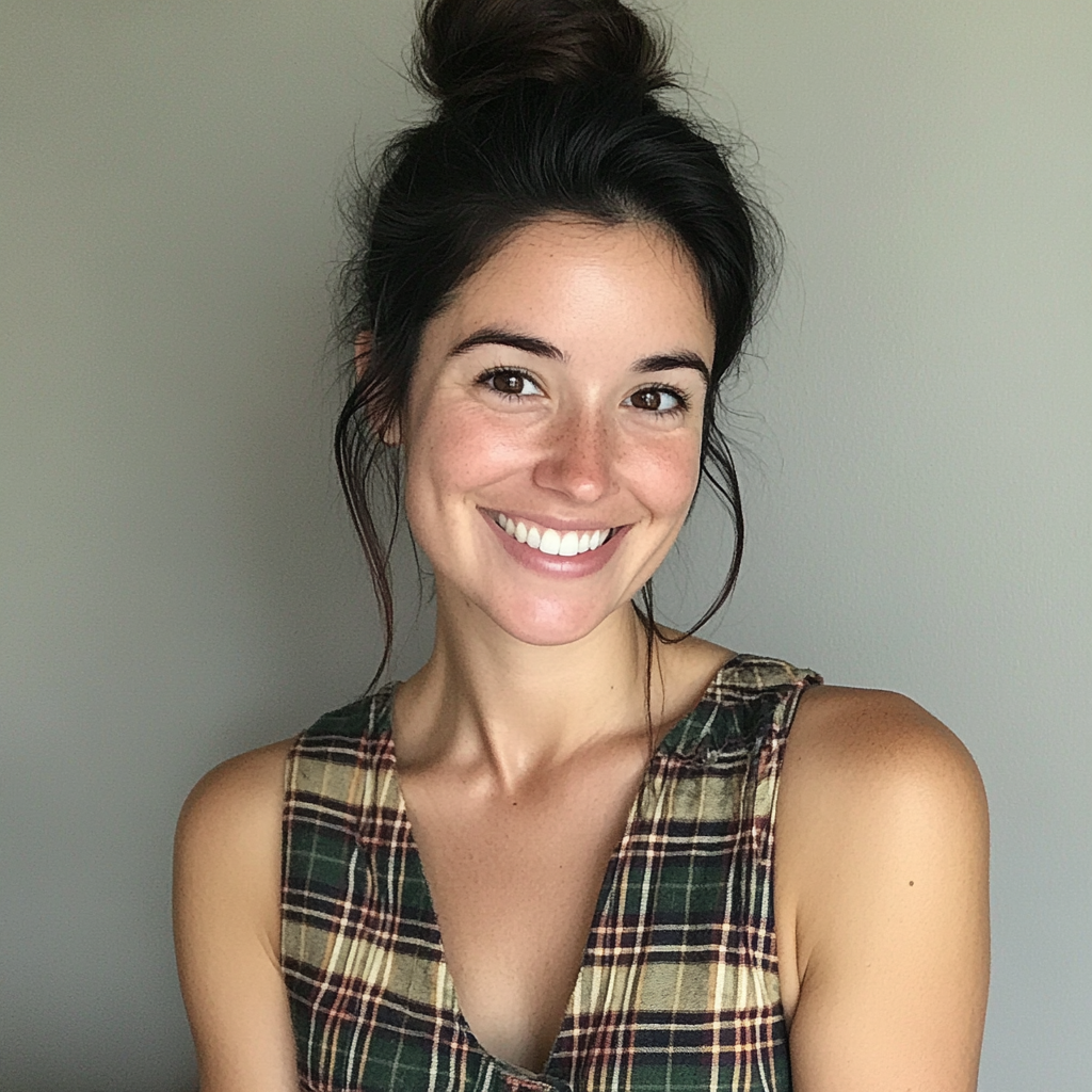 Primer plano de una mujer sonriente | Fuente: Midjourney