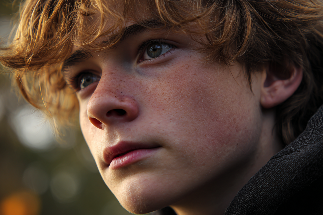 Primer plano del rostro de un niño | Fuente: Midjourney