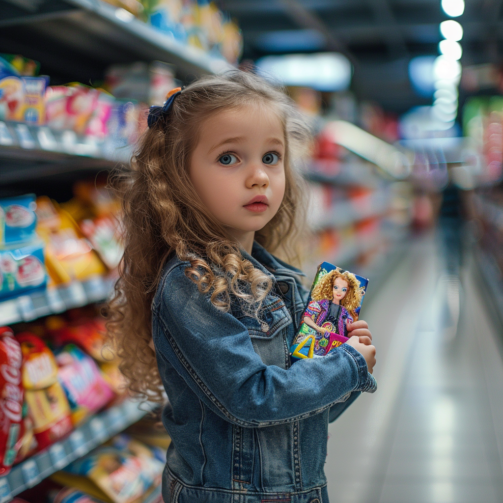 Niña sosteniendo una muñeca Barbie | Fuente: Midjourney