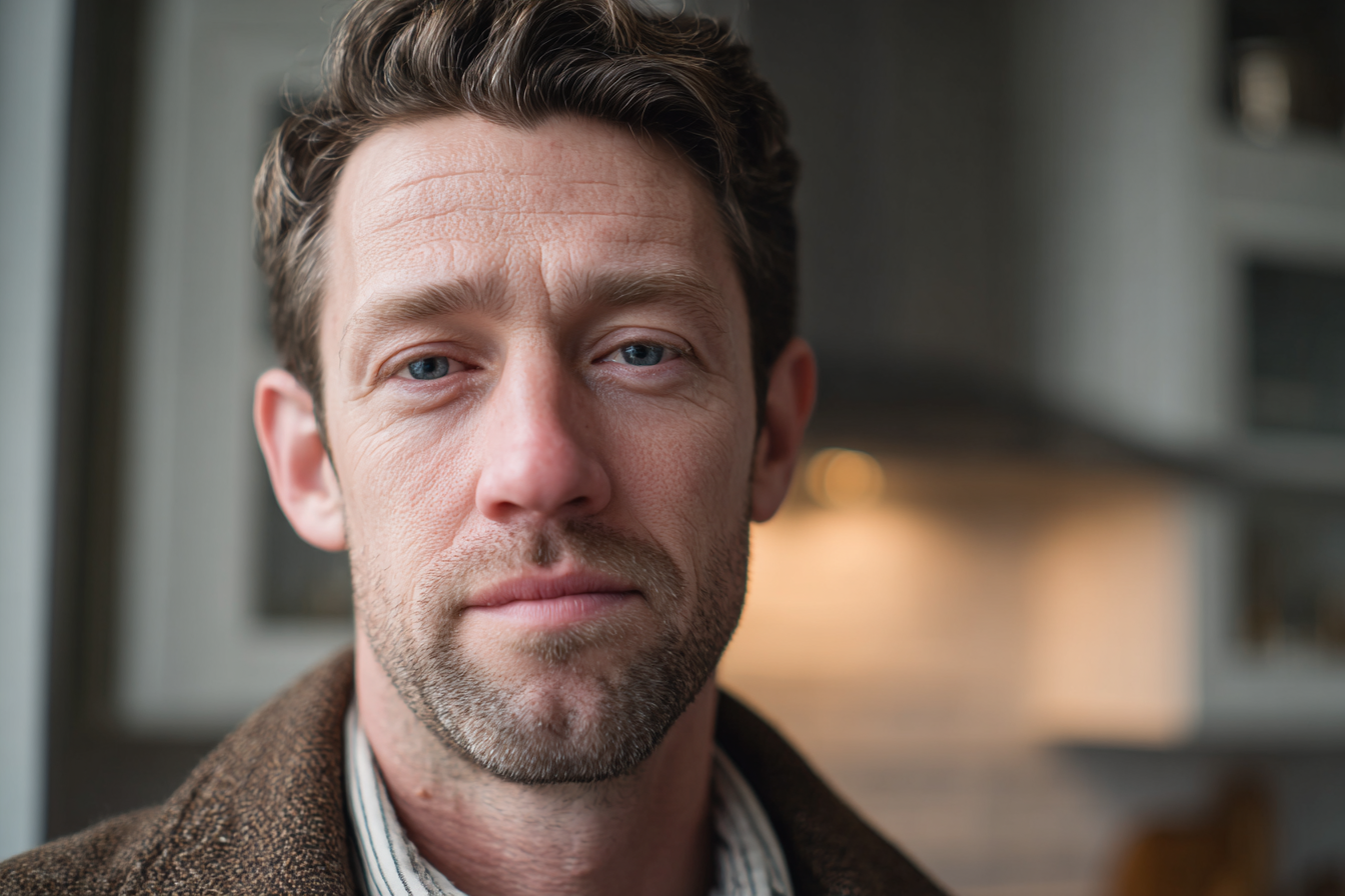 Un uomo che guarda dritto davanti a sé | Fonte: Midjourney