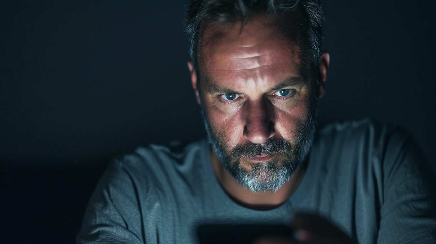 Un hombre mirando su teléfono | Fuente: Midjourney