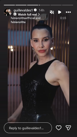 Guillermina Valdés mostrando su look para la gala de CARAS Moda | Fuente: Instagram Stories/guillevaldes1