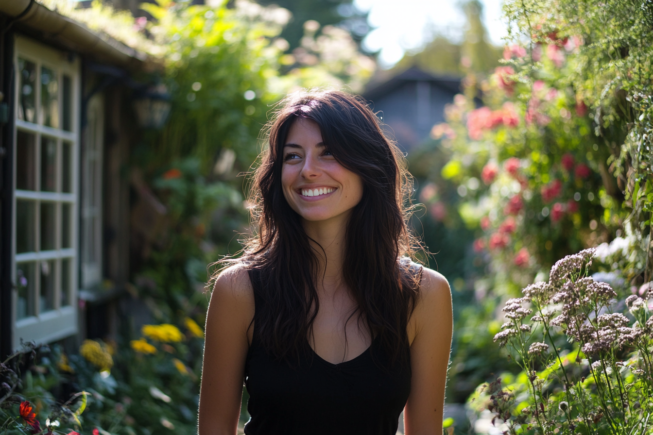 Una mujer paseando por un jardín | Fuente: Midjourney