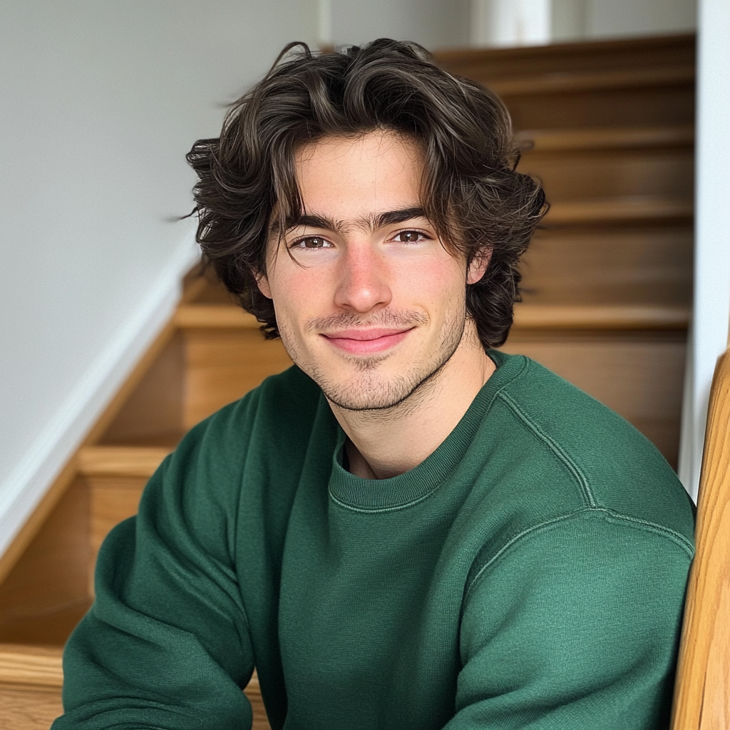 Un joven sentado en una escalera | Fuente: Midjourney