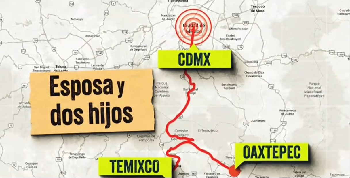 Mapa del trayecto que recorrió Fernando Vargas | Fuente: YouTube/ImagenNoticias