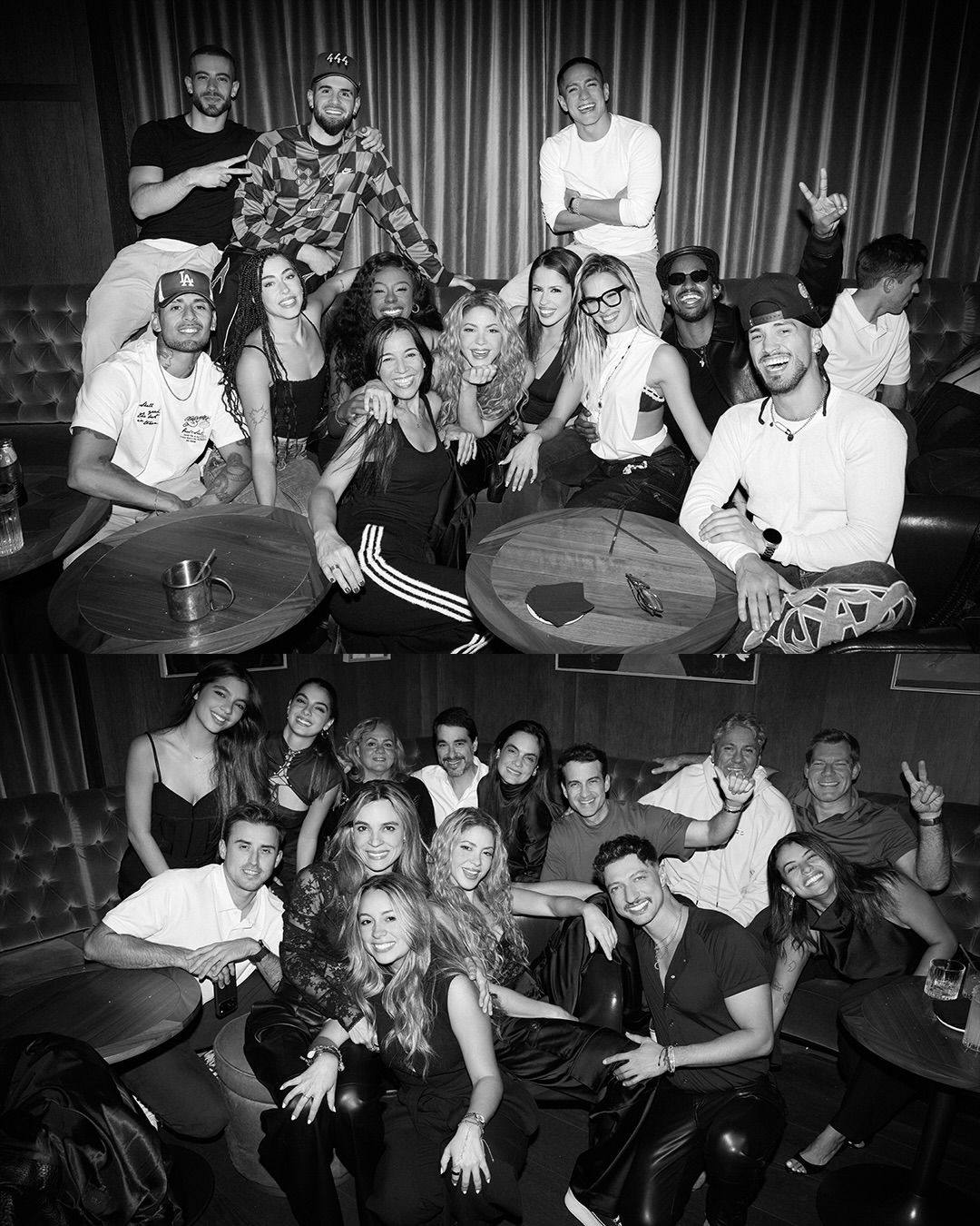 Shakira junto a varios artistas desde los camerinos tras el concierto de cierre de la etapa europea de su gira internacional en Madrid | Fuente: Instagram/shakira