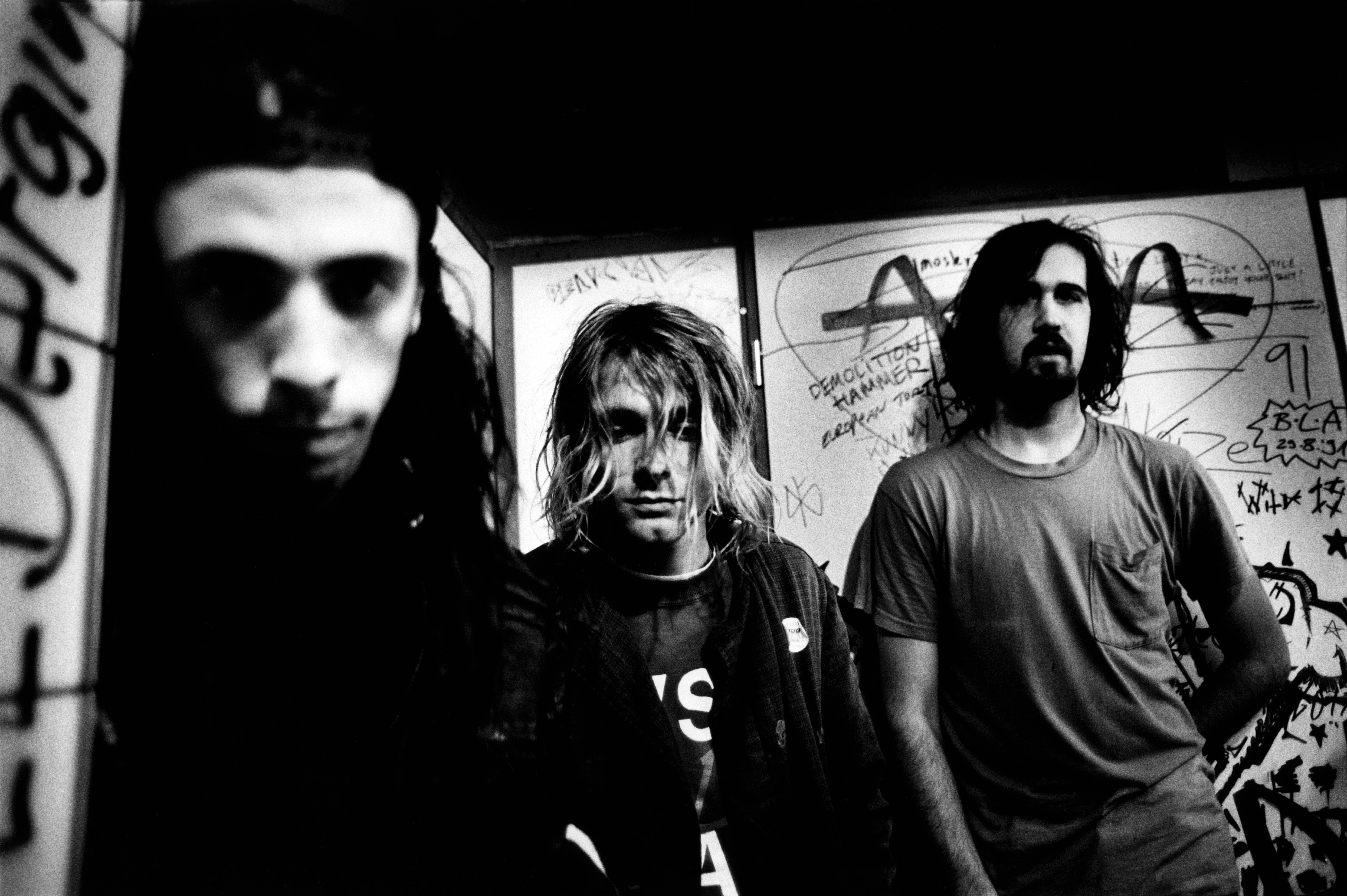 Krist Novoselic, Kurt Cobain y Dave Grohl en 1991. | Foto: Getty Images