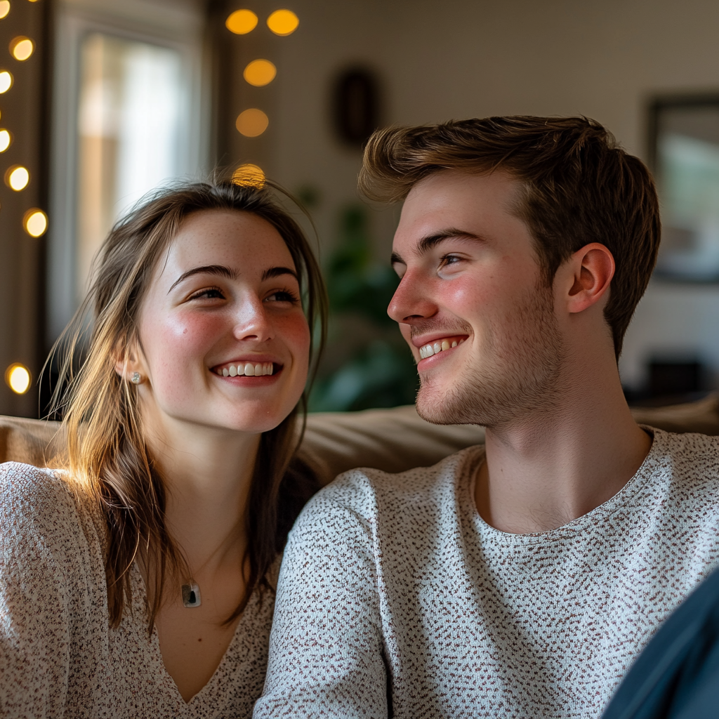 Una pareja feliz en su nuevo hogar | Fuente: Midjourney