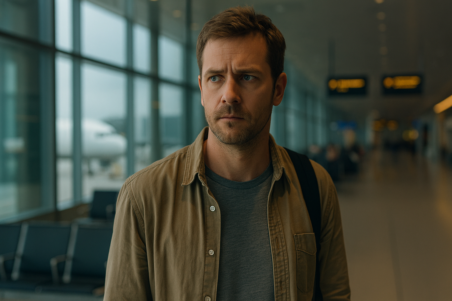Un hombre en un aeropuerto | Fuente: Sora