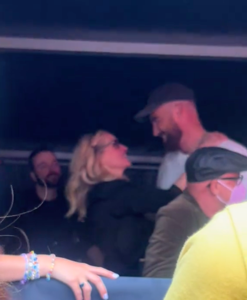 Julia Roberts conversando con Travis Kelce en el concierto de Taylor Swift en Dublín, publicado el 1 de julio de 2024 | Fuente: TikTok/suzyleaf