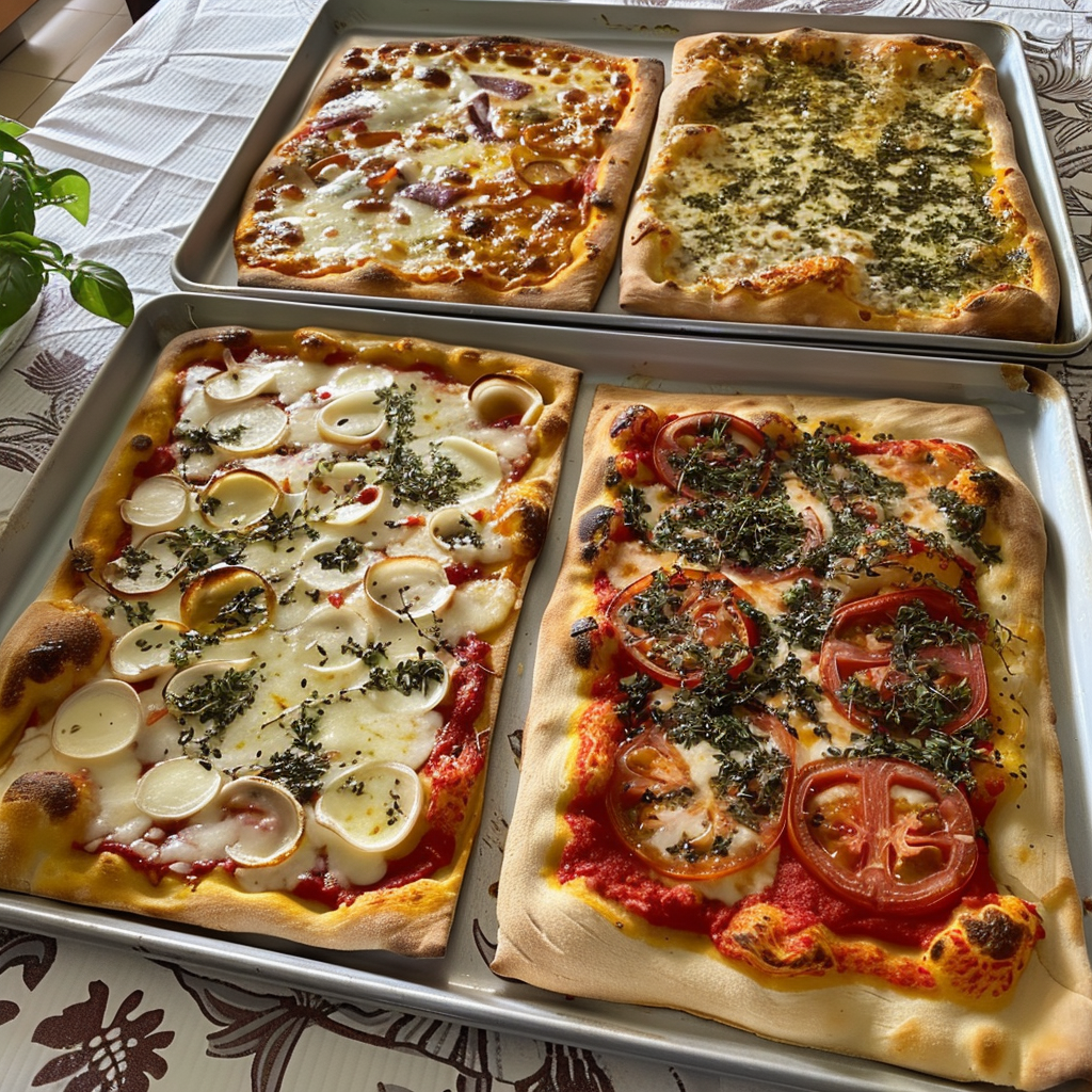 Bandejas de pizza casera | Fuente: Midjourney