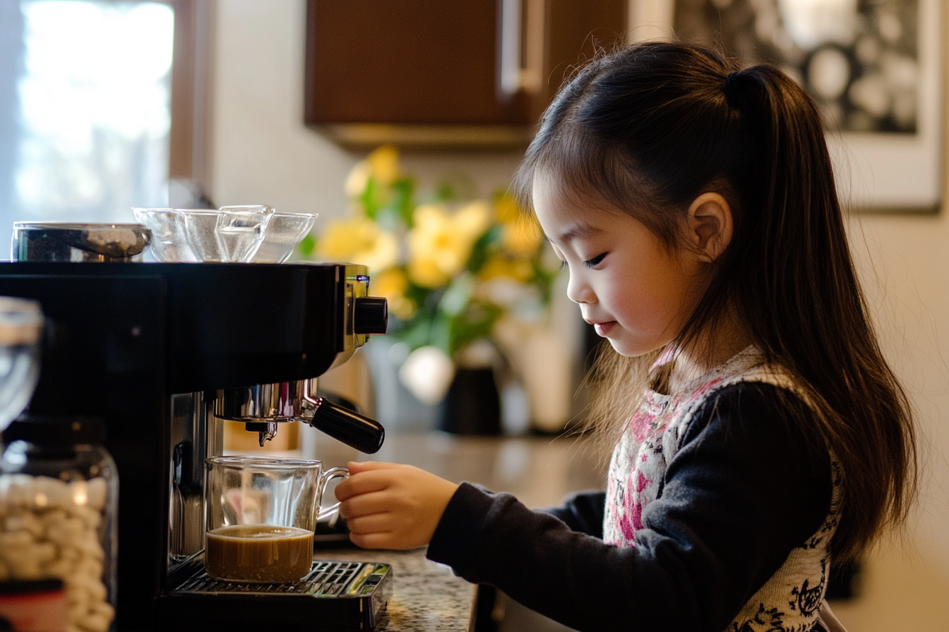 Una chica haciendo café | Fuente: Midjourney