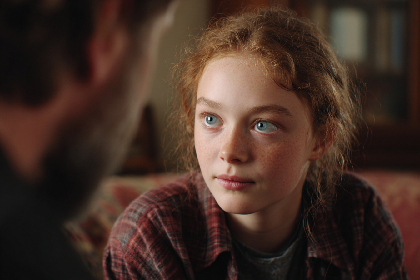 Una chica mirando a un hombre | Fuente: Midjourney