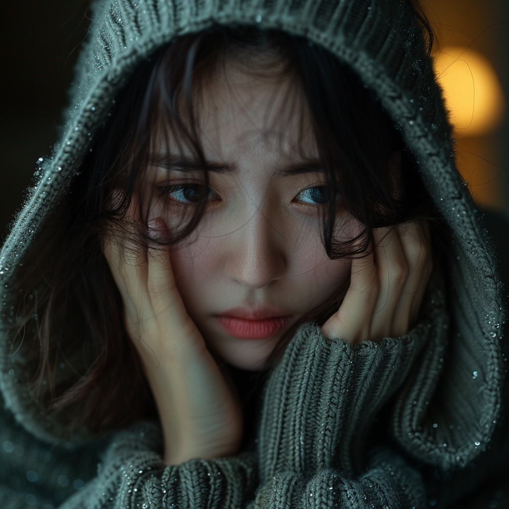 Joven asiática deprimida | Foto: Midjourney
