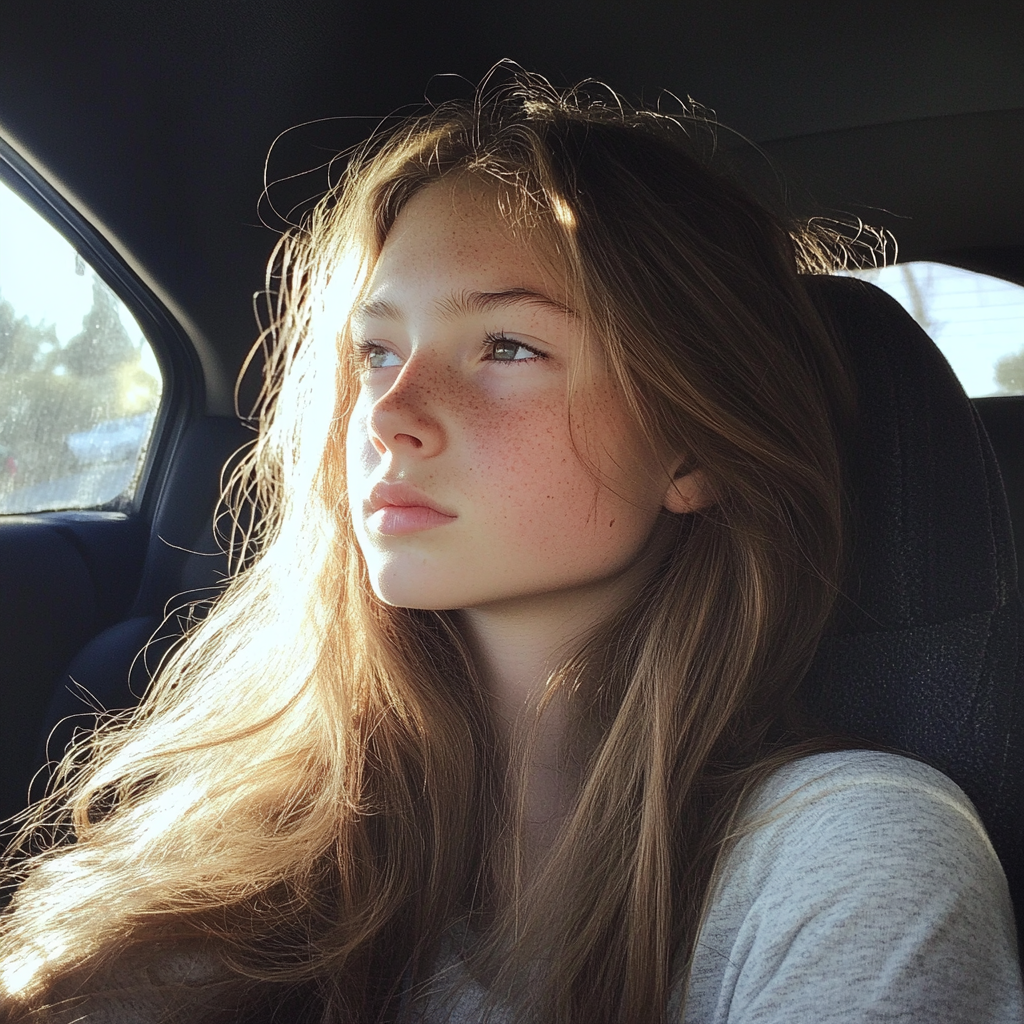 Una adolescente en un automóvil | Fuente: Midjourney