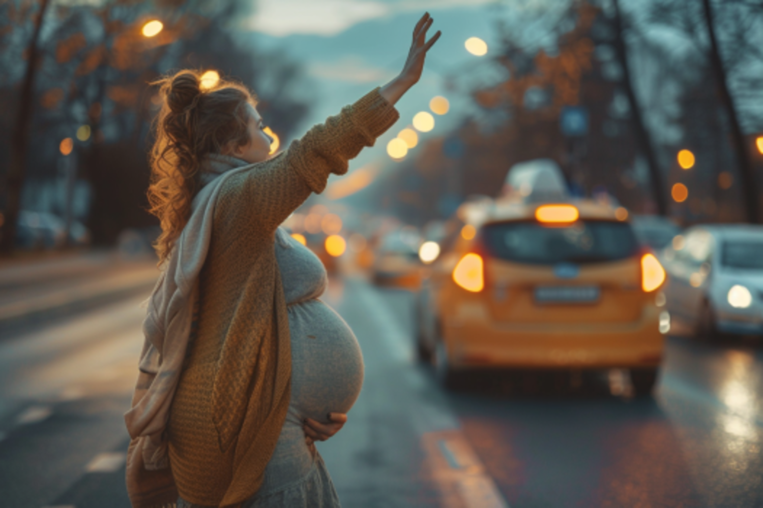 Una mujer saluda a un taxi | Fuente: Midjourney