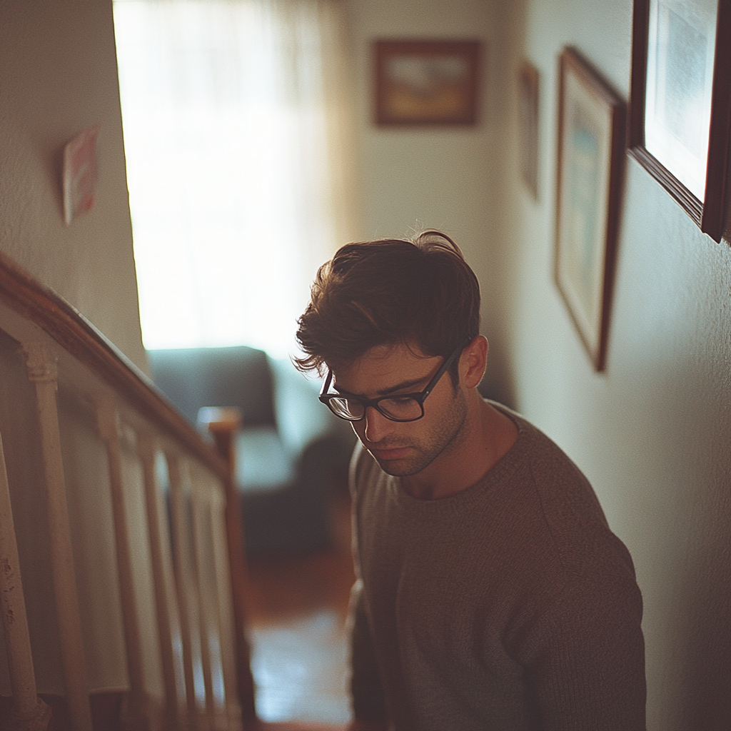 Un hombre enfadado bajando las escaleras | Fuente: Midjourney