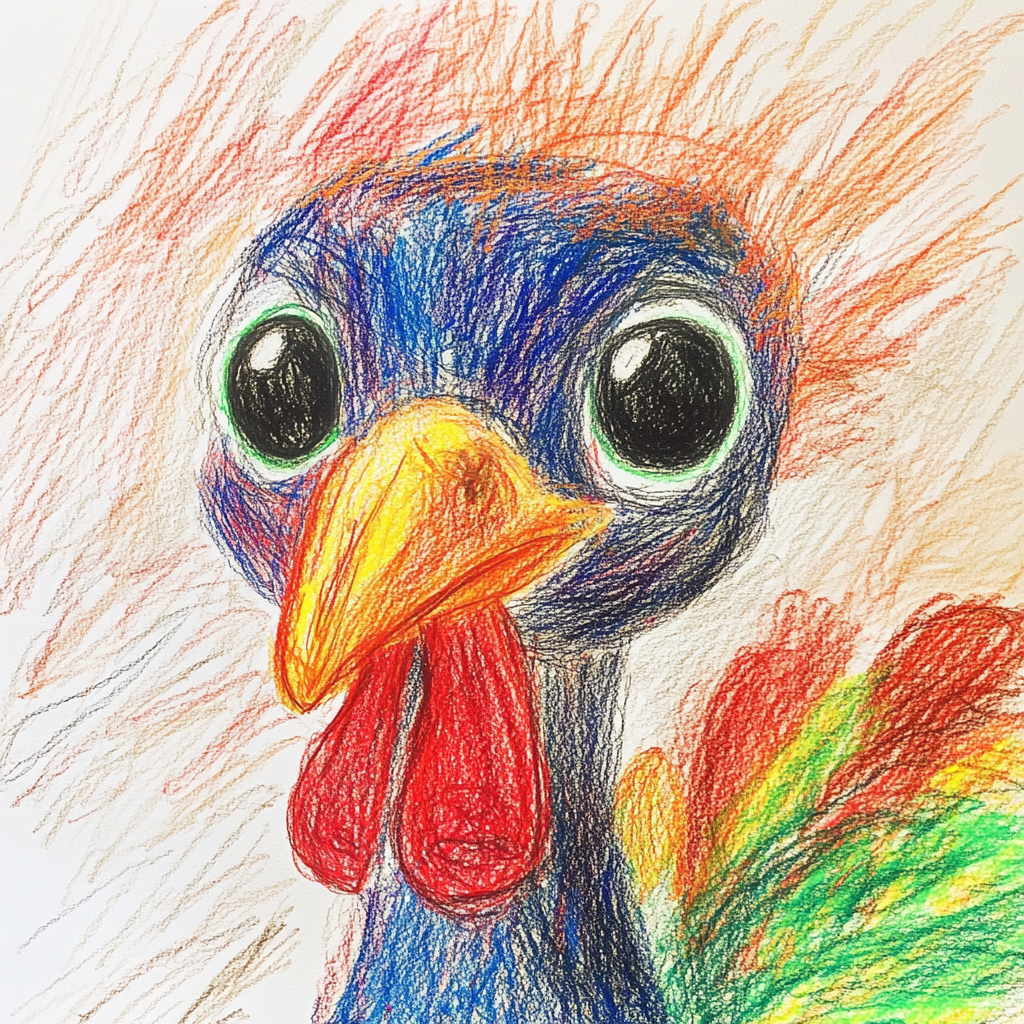 Dibujo infantil de un pavo | Fuente: Midjourney