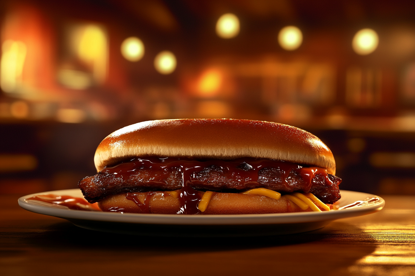 Primer plano de McRib en un plato | Fuente: Midjourney