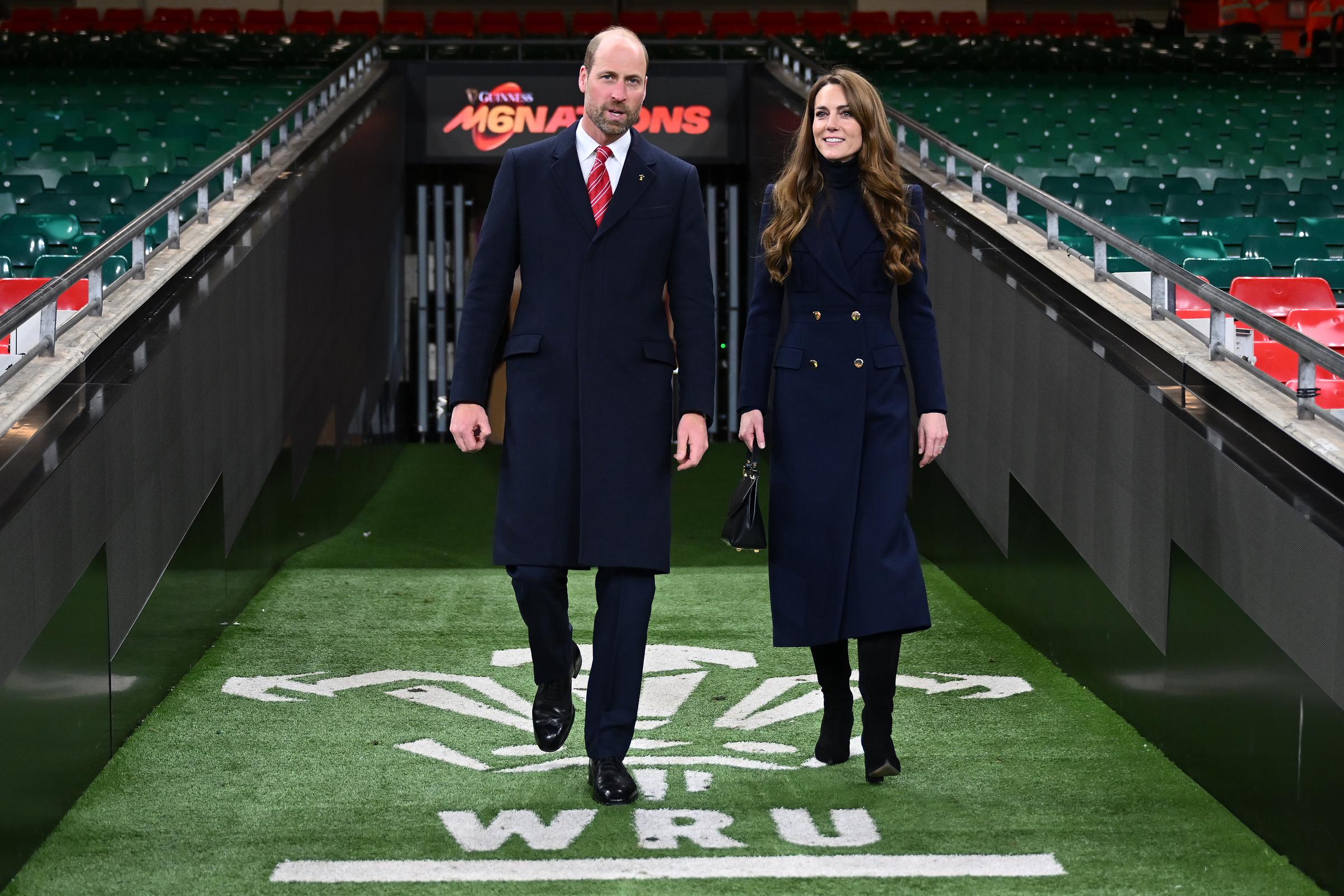 El Príncipe William y la Princesa Catherine en el Principality Stadium tras el partido del Seis Naciones 2025 entre Gales e Inglaterra en Cardiff, Gales, el 15 de marzo de 2025. | Fuente: Getty Images