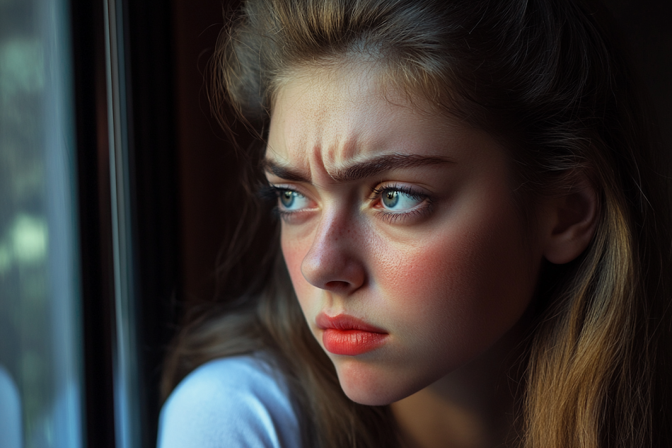 Una mujer mirando por la ventana | Fuente: Midjourney