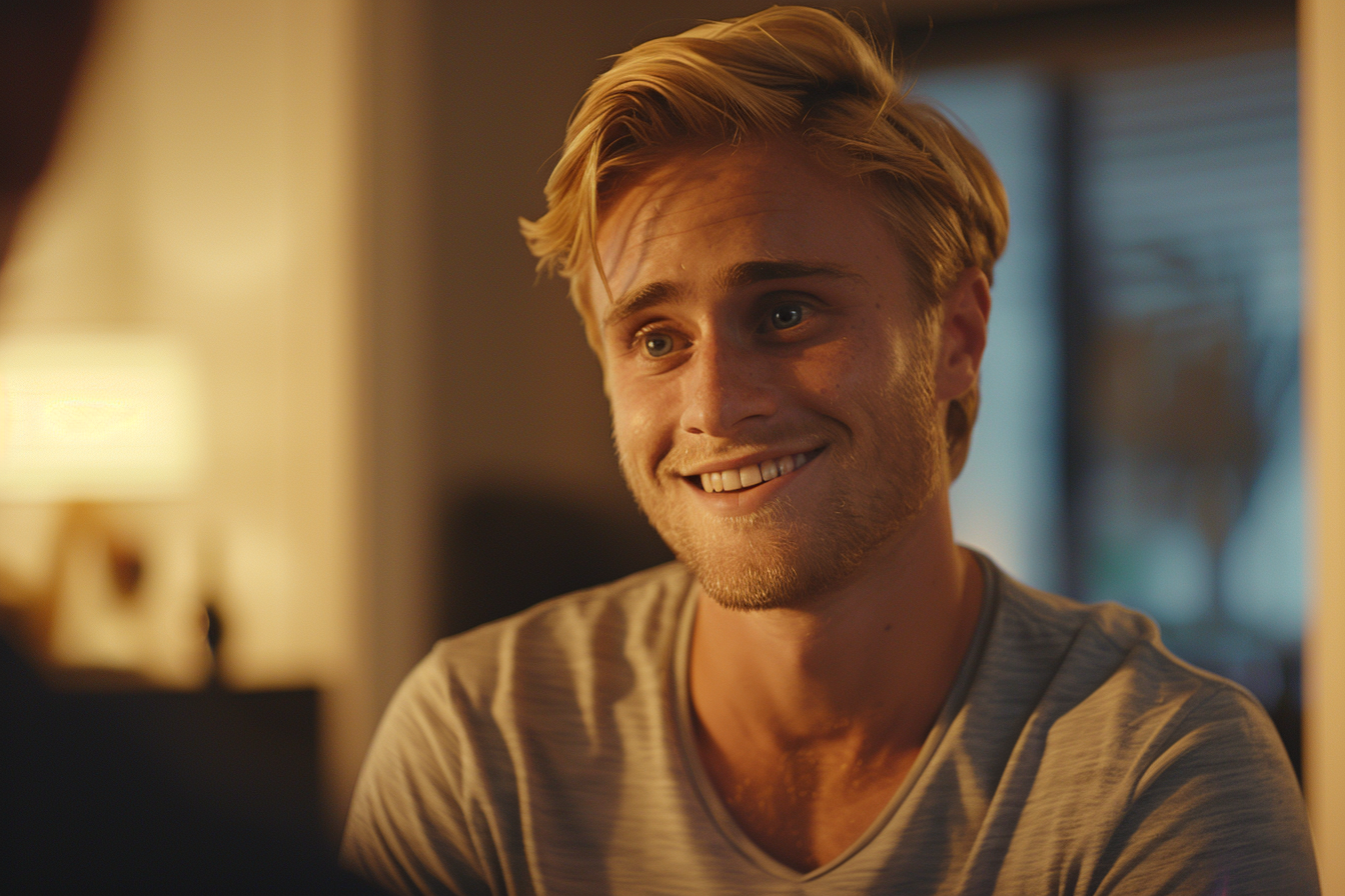 Un hombre sonriendo mientras habla | Fuente: Midjourney