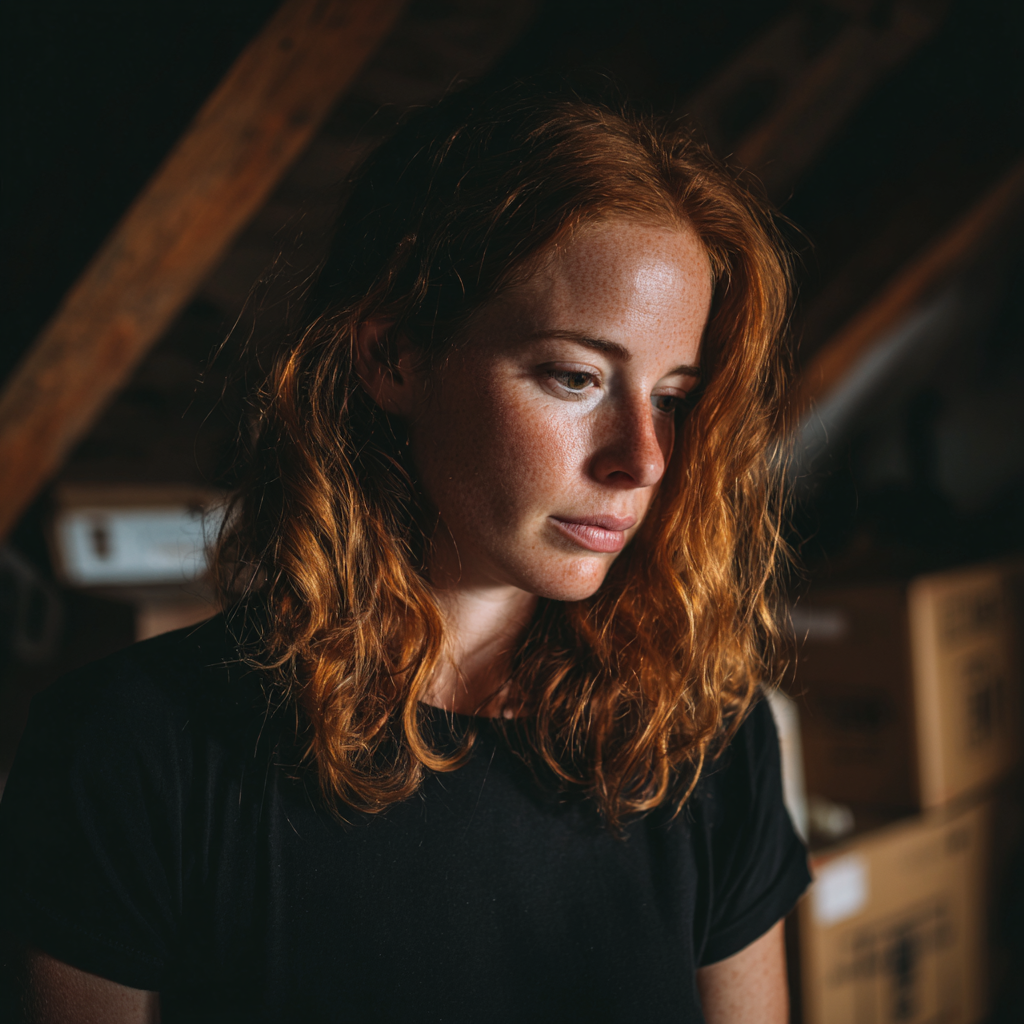 Una mujer de pie en un ático | Fuente: Midjourney