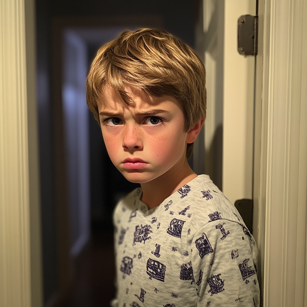 Un niño de pie en un pasillo | Fuente: Midjourney