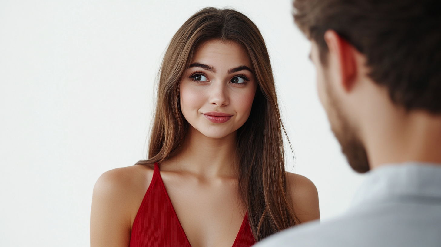 Una joven mujer mirando hacia otra dirección | Foto: Midjourney