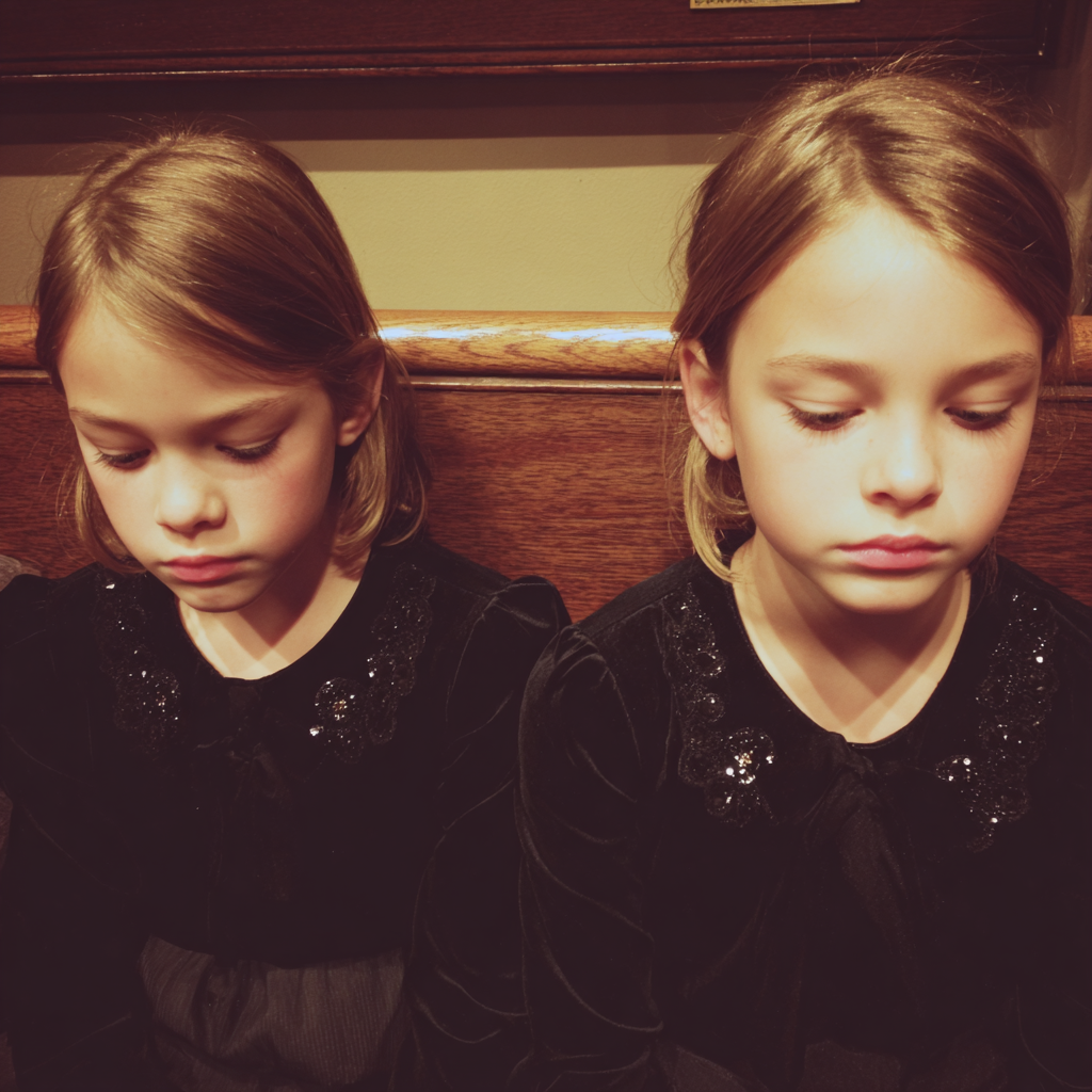 Niñas tristes en un funeral | Fuente: Midjourney