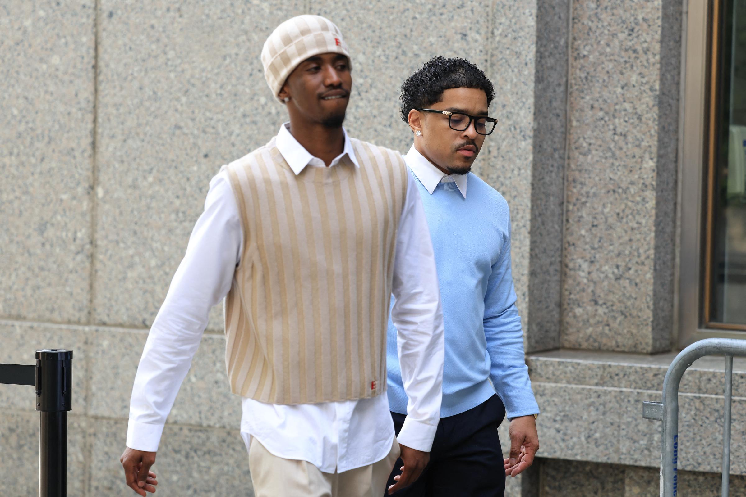 Christian y Justin Combs llegan al tribunal federal el 6 de junio de 2025, en Manhattan, Nueva York. | Fuente: Getty Images