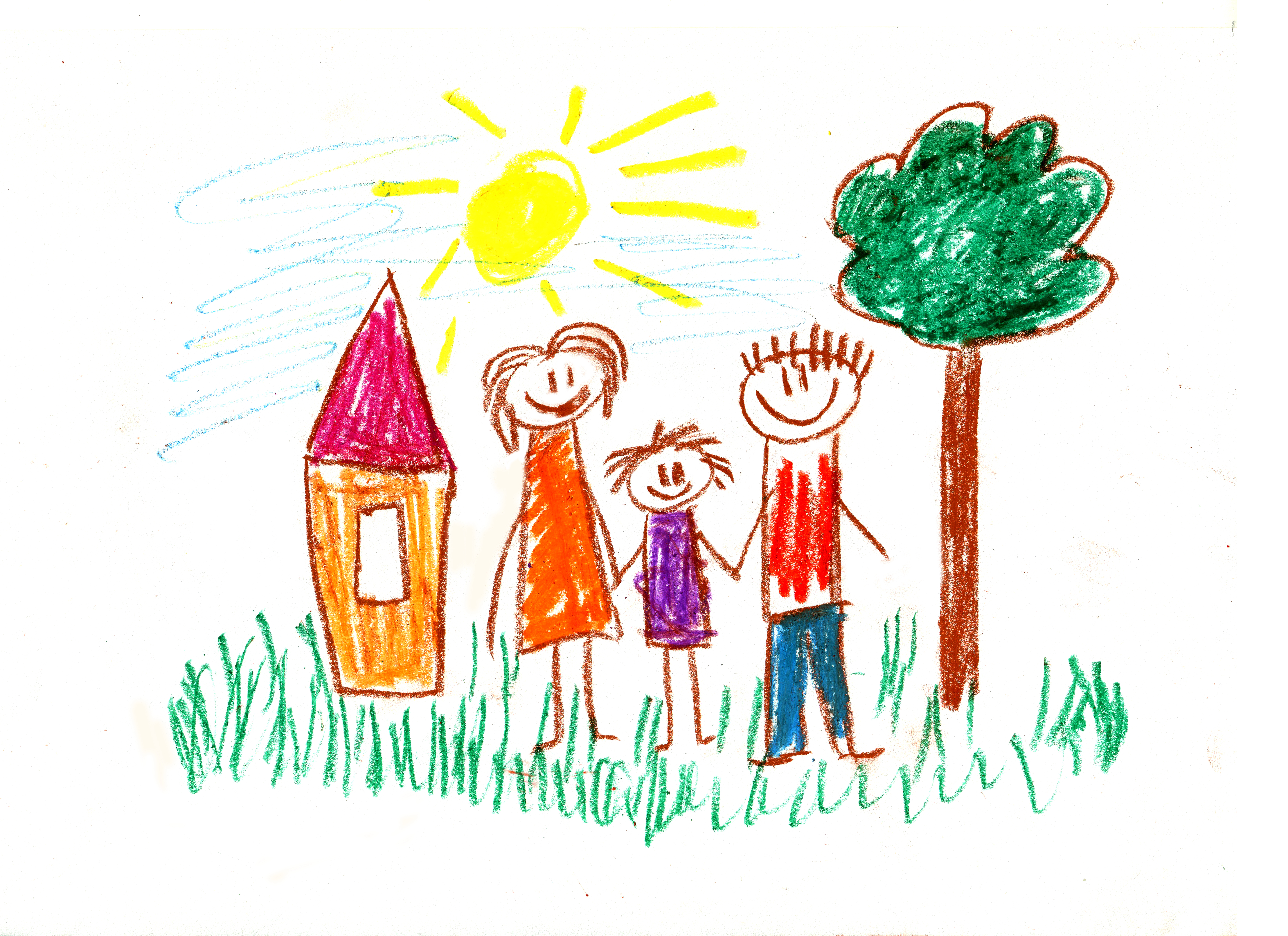 Un dibujo infantil de mi familia | Fuente: Getty Images