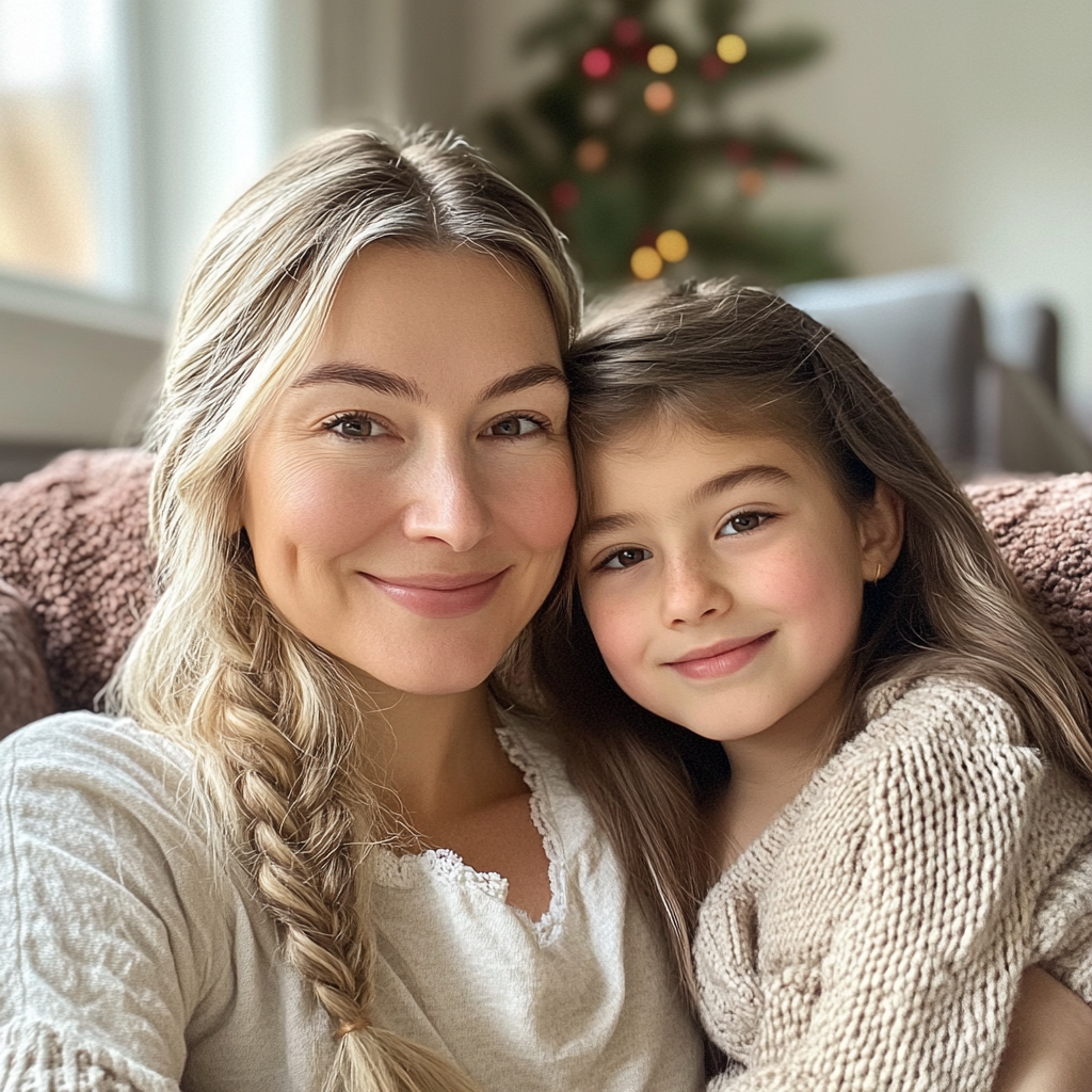 Una mujer y una niña sonrientes | Fuente: Midjourney