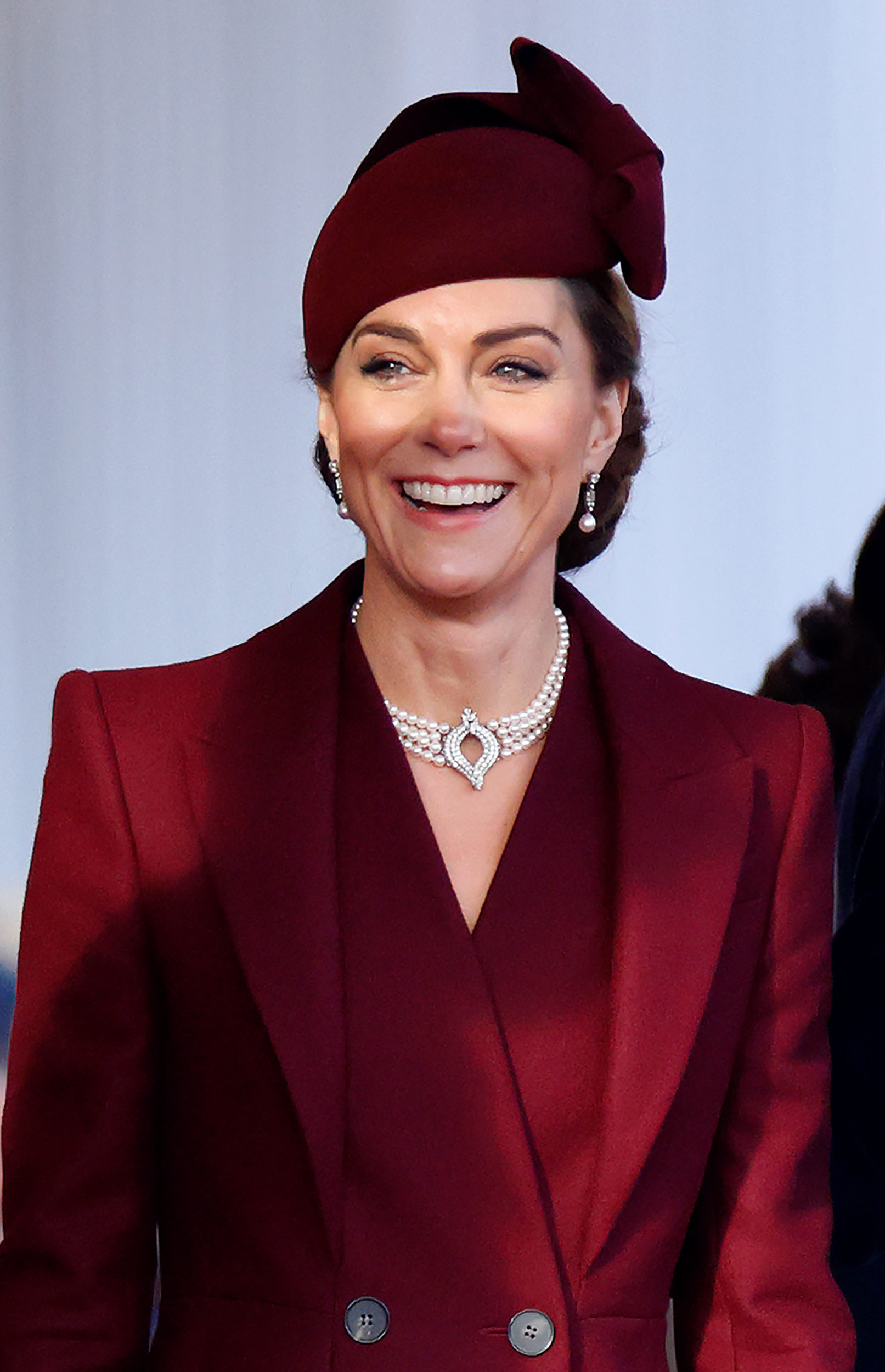 La Princesa Catalina durante la Ceremonia de Bienvenida, en Horse Guards Parade, al Emir del Estado de Qatar en Londres, Inglaterra, el 3 de diciembre de 2024 | Fuente: Getty Images