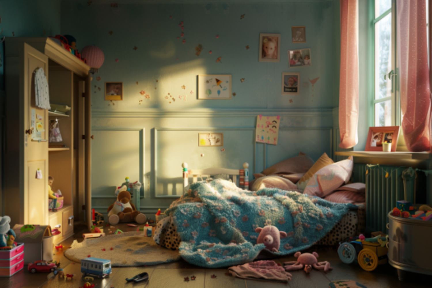 El dormitorio desordenado de una niña | Fuente: Midjourney