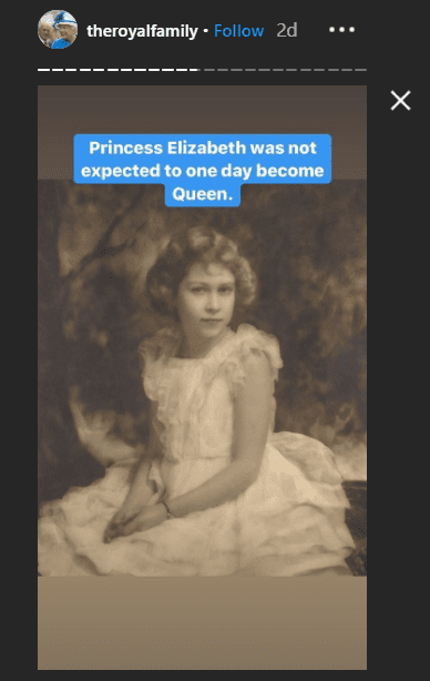 Fotografía de la Reina Elizabeth cuando era una niña. | Foto: Captura de pantalla de Instagram/theroyalfamily/