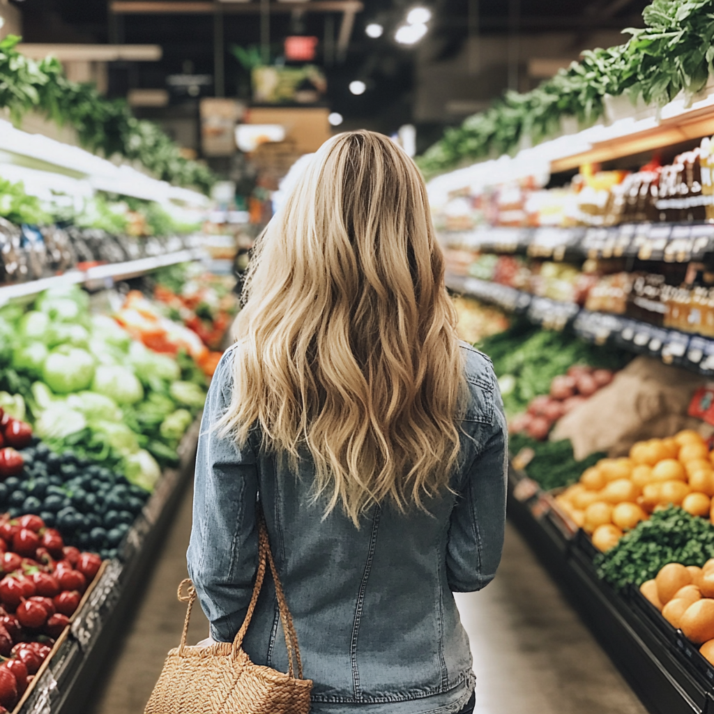 Una mujer en una tienda de comestibles | Fuente: Midjourney