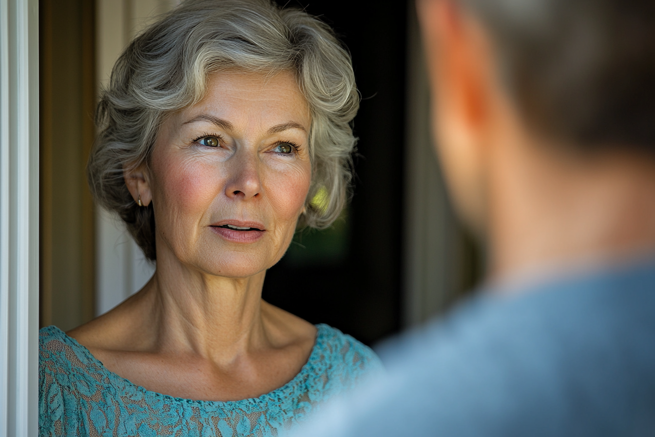 Una mujer hablando con un hombre | Fuente: Midjourney