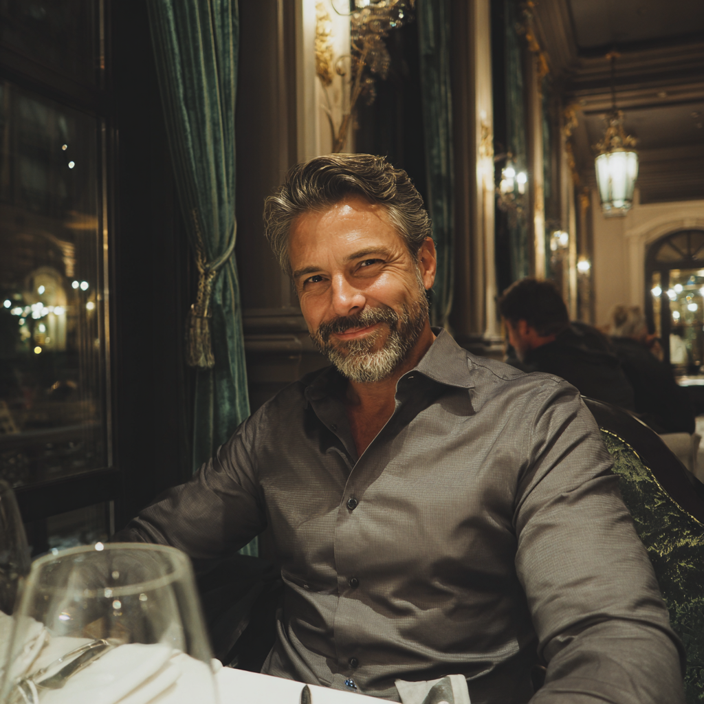 Un uomo che indossa una camicia formale grigia | Fonte: Midjourney