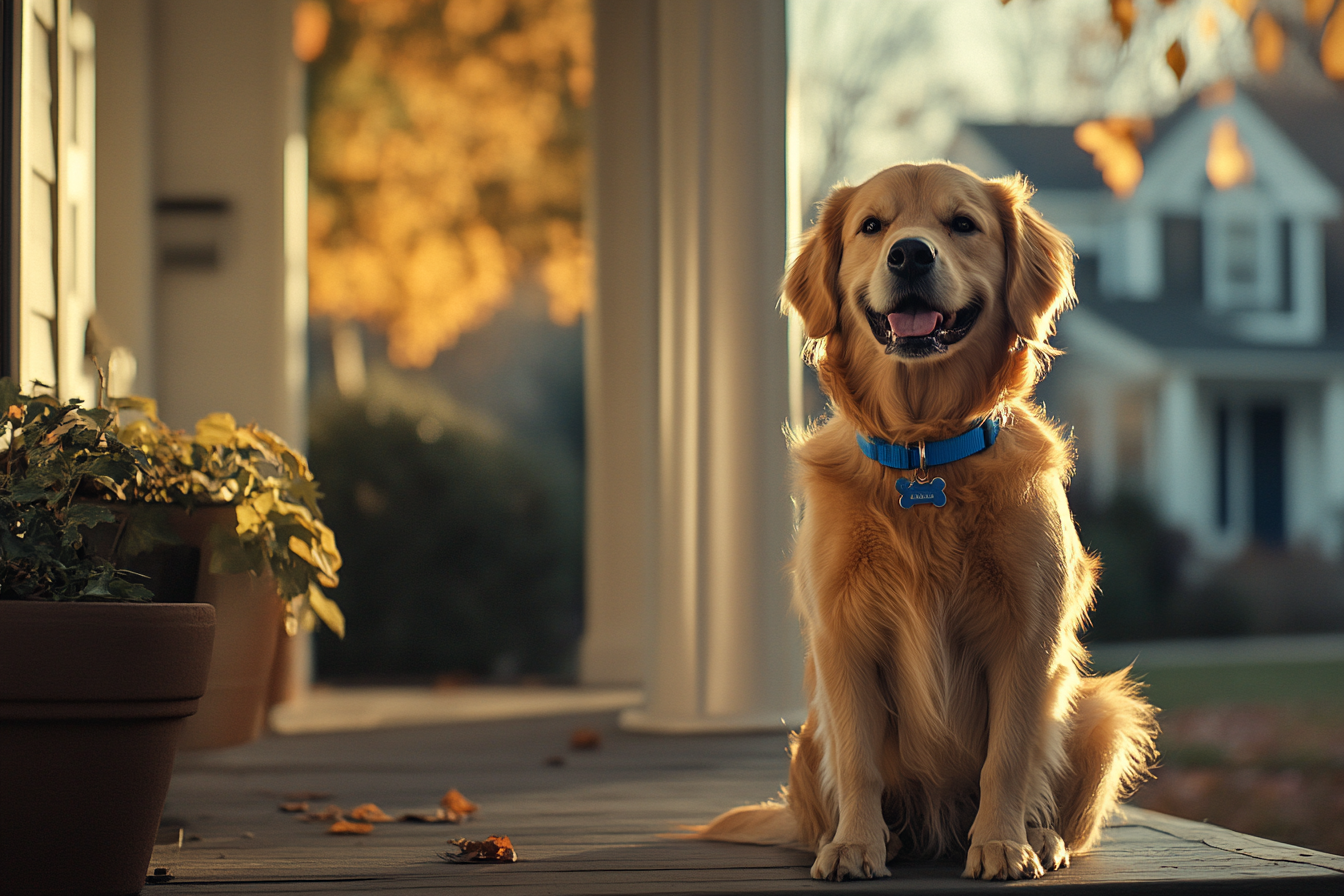 Un perro con collar azul | Fuente: Midjourney