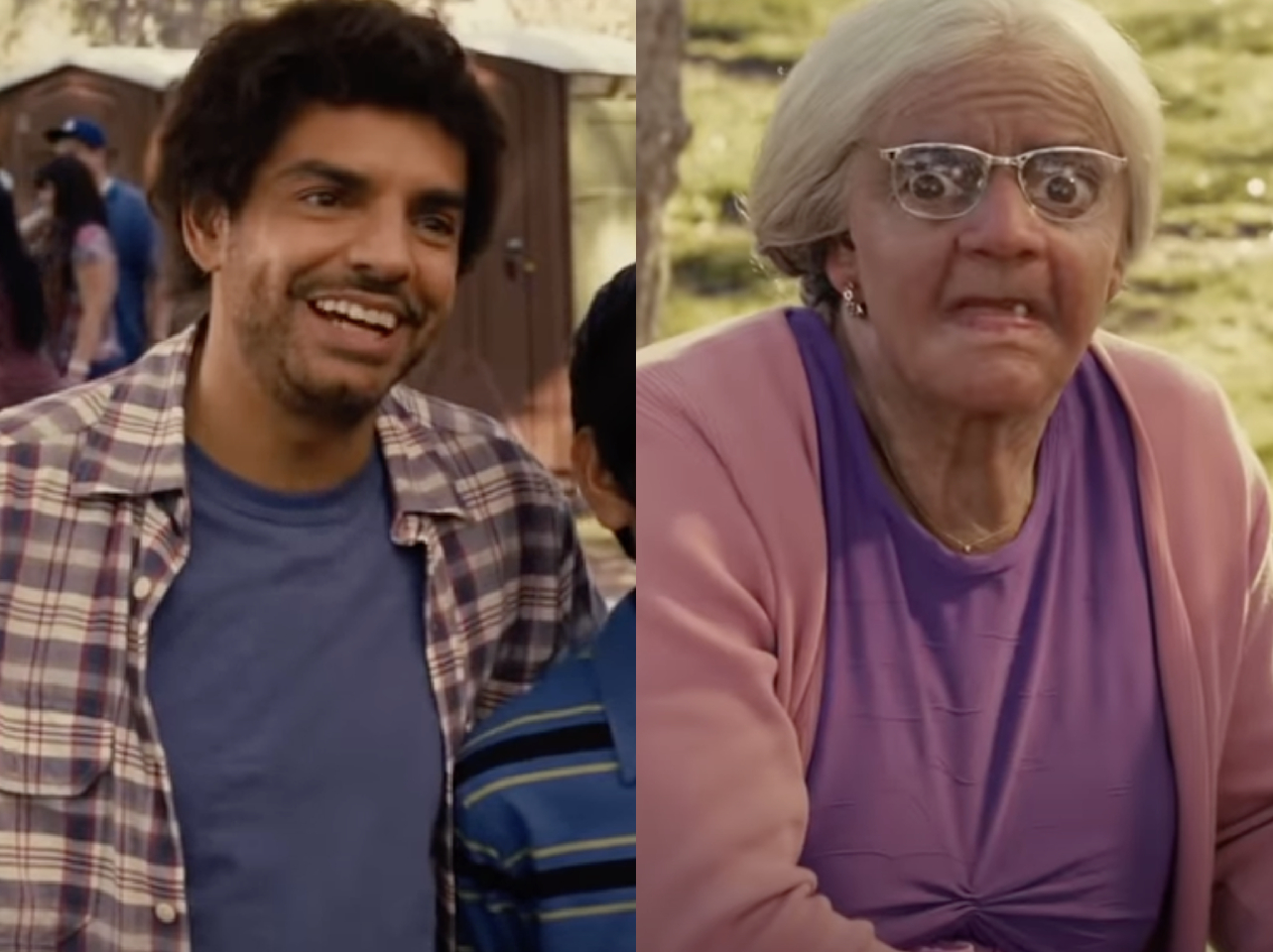 Eugenio Derbez como Felipe | Eugenio Derbez como la abuela de Felipe | Fuente: YouTube/Movieclips