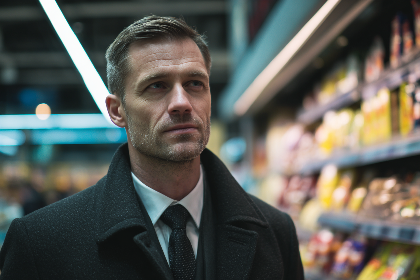 Un uomo in cappotto | Fonte: Midjourney