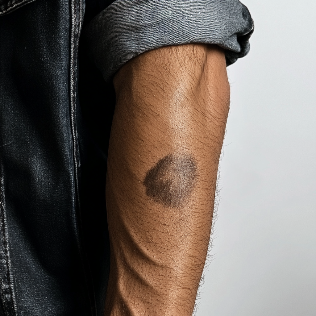 Una marca de nacimiento en el brazo de un hombre | Fuente: Midjourney