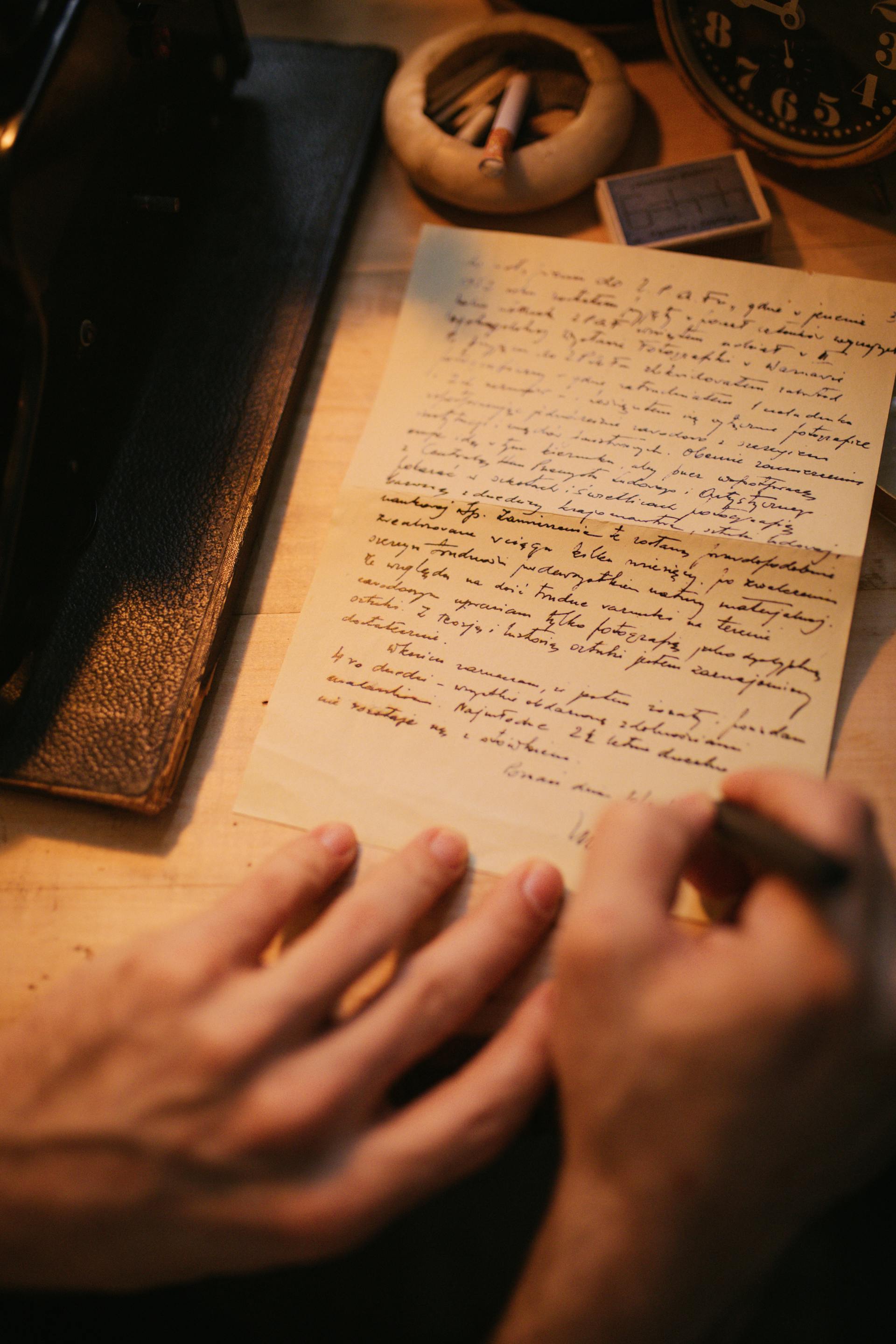 Una persona escribiendo una carta | Fuente: Pexels