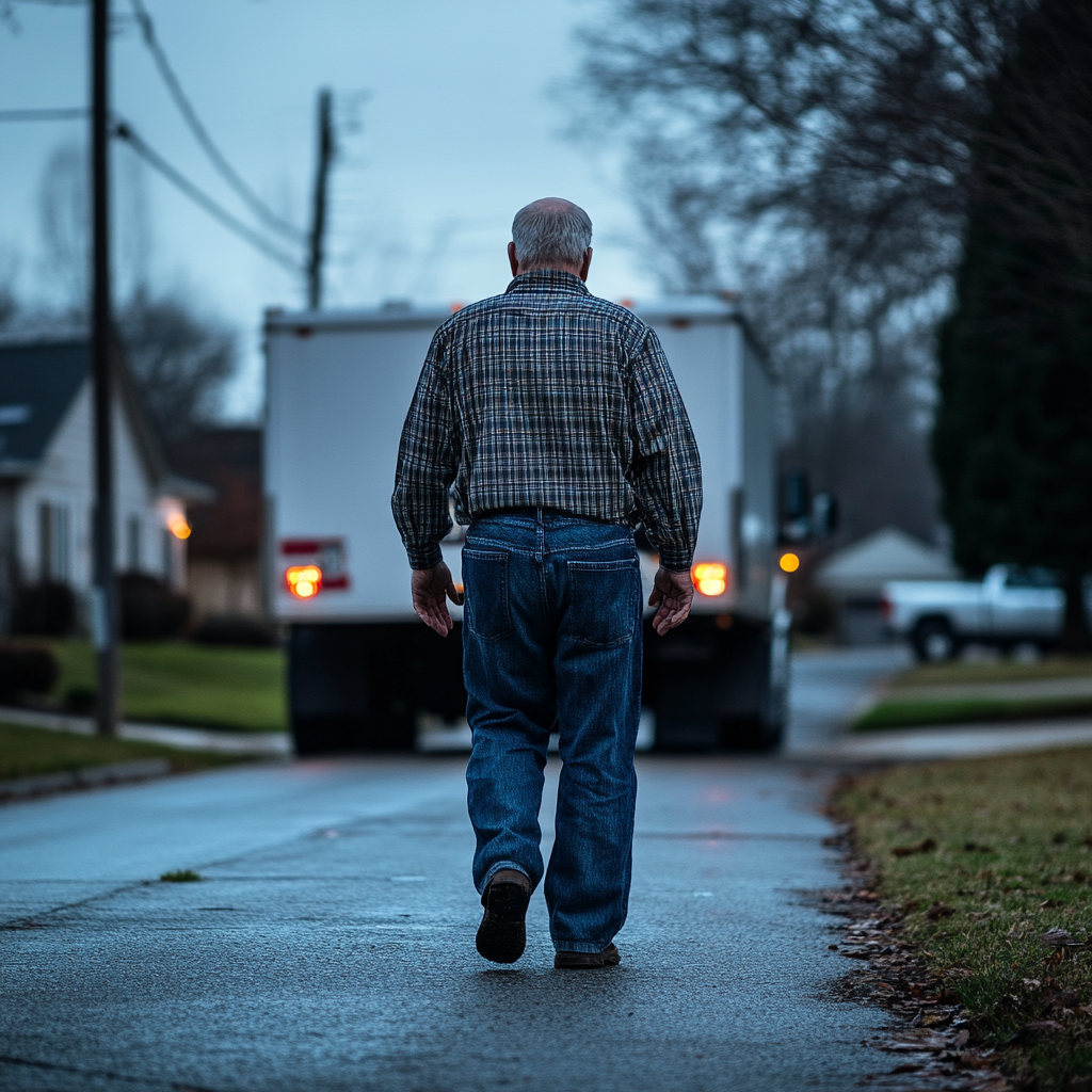 Un uomo che cammina verso il suo furgone | Fonte: Midjourney