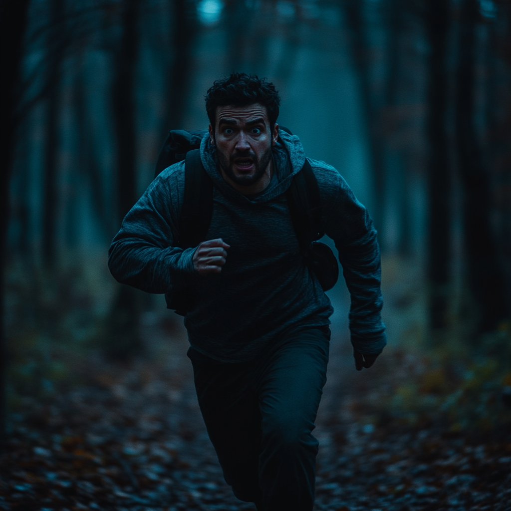 Un hombre corriendo por el bosque | Fuente: Midjourney