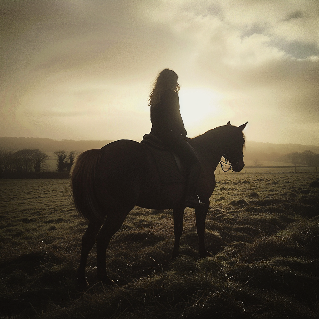 Una mujer montando a caballo | Fuente: Midjourney